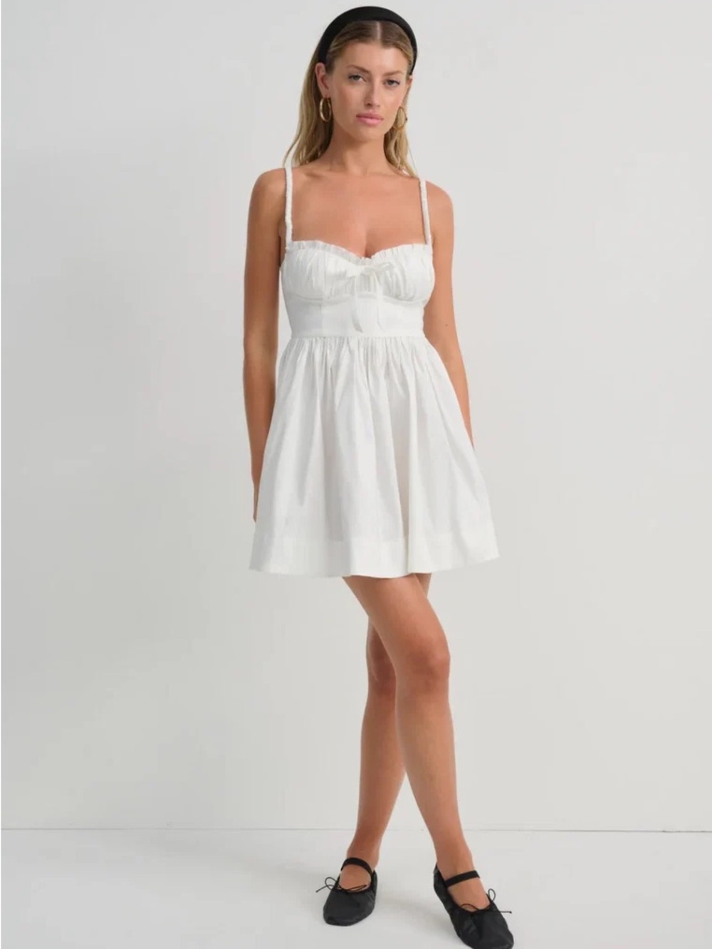 For Love & Lemons x Nuuly Doris Mini Dress Small Sweetheart Corset Flare Ivory M